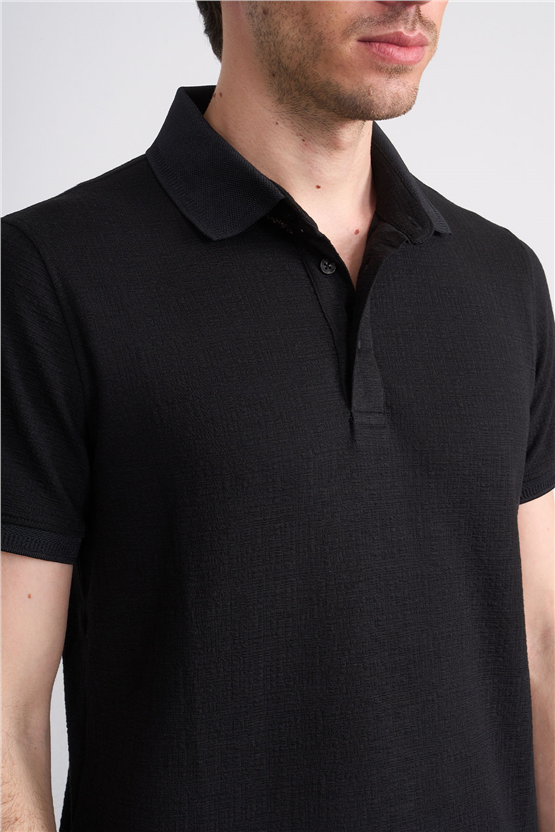 Çetinkaya Mentality 4556 Polo Yaka Regular Modelli T-shirt Siyah