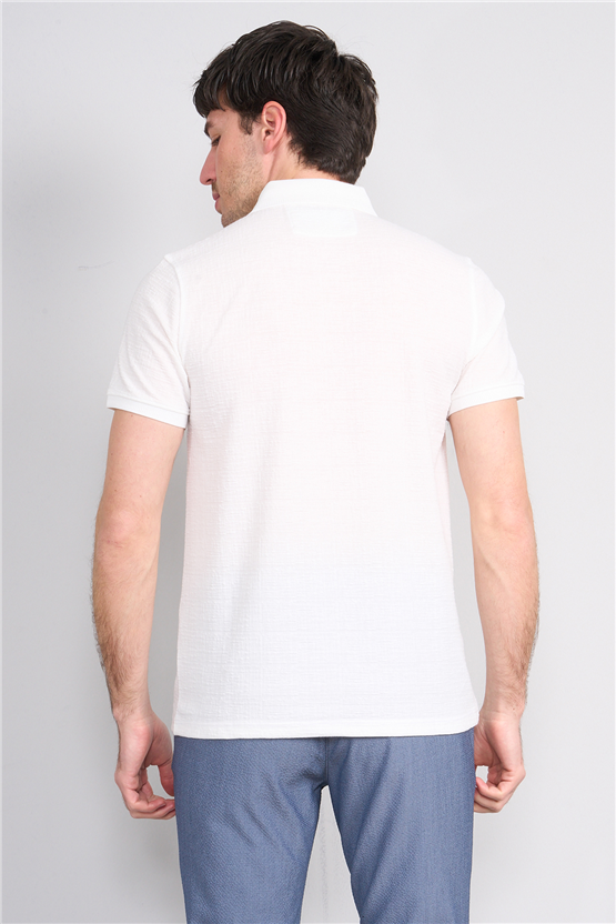 Çetinkaya Mentality 4556 Polo Yaka Regular Modelli T-shirt Beyaz