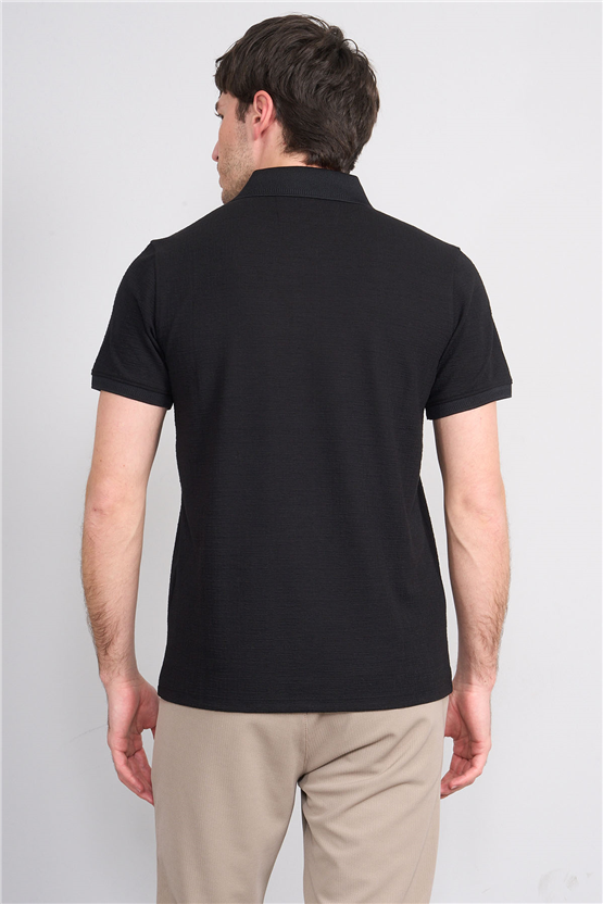 Çetinkaya Mentality 4556 Polo Yaka Regular Modelli T-shirt Siyah