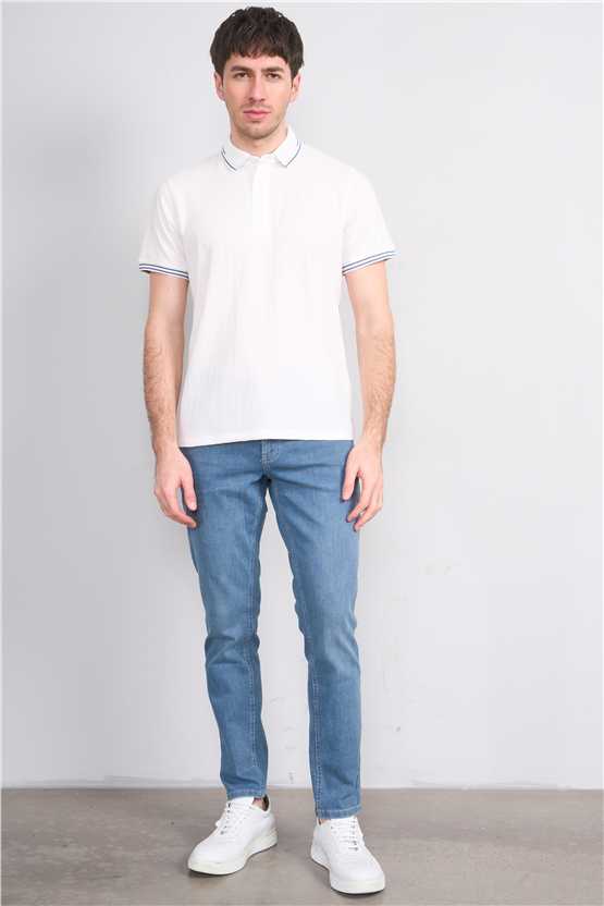 Çetinkaya Mentality 4558 Polo Yaka Regular Modelli T-shirt Beyaz