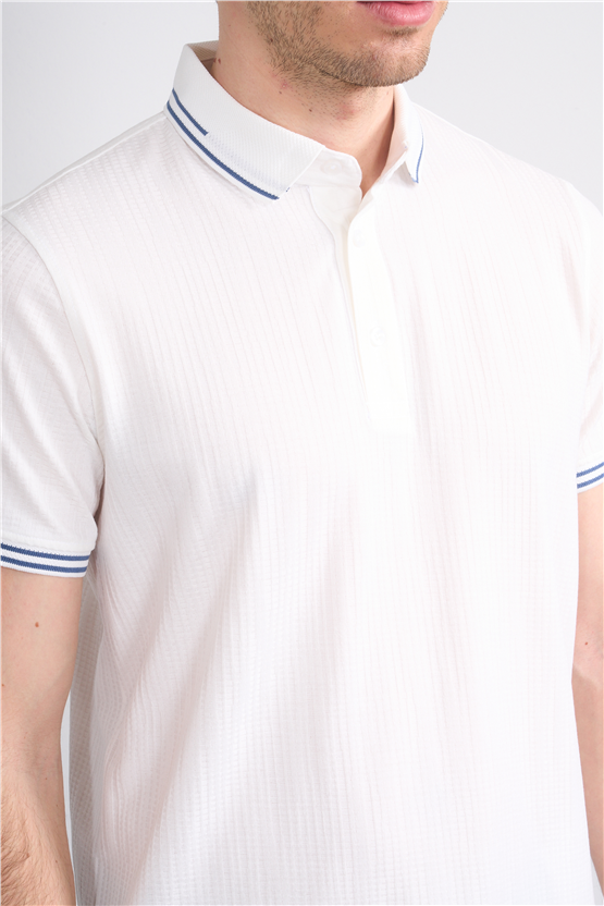 Çetinkaya Mentality 4558 Polo Yaka Regular Modelli T-shirt Beyaz