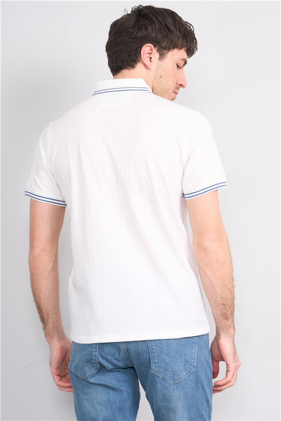 Çetinkaya Mentality 4558 Polo Yaka Regular Modelli T-shirt Beyaz