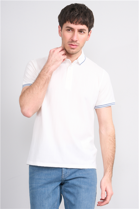 Çetinkaya Mentality 4558 Polo Yaka Regular Modelli T-shirt Beyaz