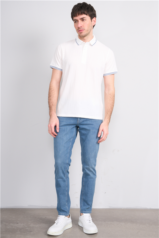 Çetinkaya Mentality 4558 Polo Yaka Regular Modelli T-shirt Beyaz