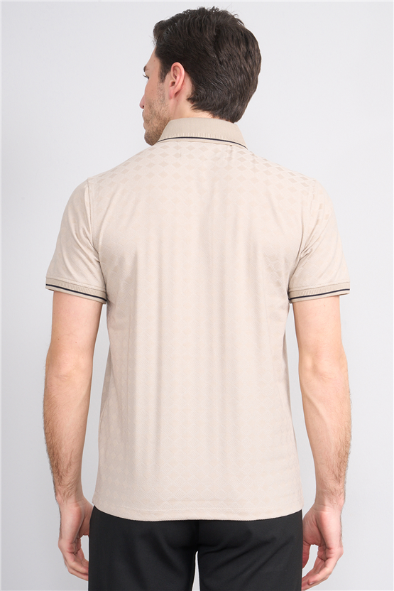 Çetinkaya Mentality 4559 Polo Yaka Regular Modelli T-shirt Taş