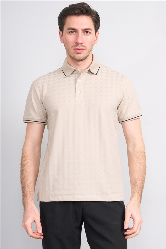 Çetinkaya Mentality 4559 Polo Yaka Regular Modelli T-shirt Taş