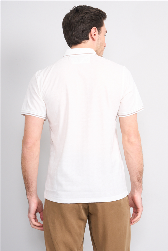 Çetinkaya Mentality 4559 Polo Yaka Regular Modelli T-shirt Beyaz