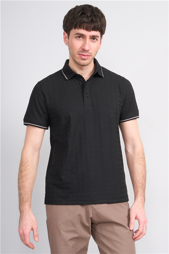 Çetinkaya Mentality 4559 Polo Yaka Regular Modelli T-shirt Siyah