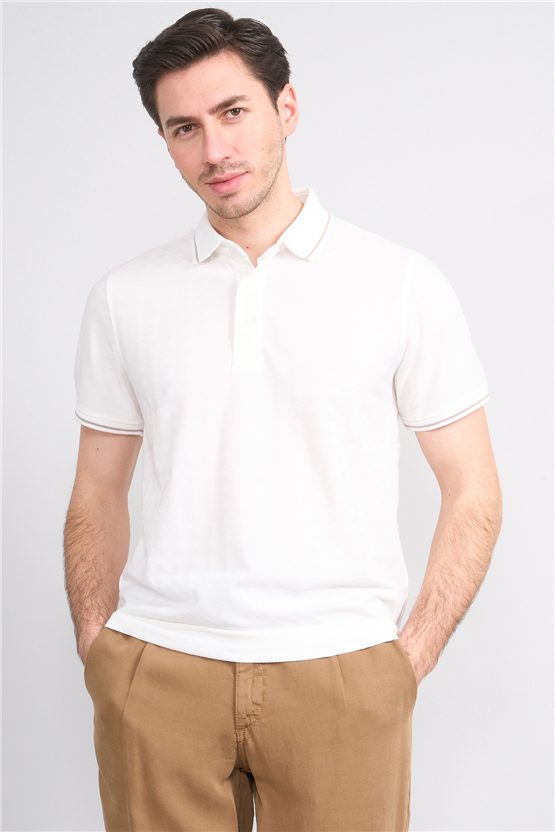 Çetinkaya Mentality 4559 Polo Yaka Regular Modelli T-shirt Beyaz