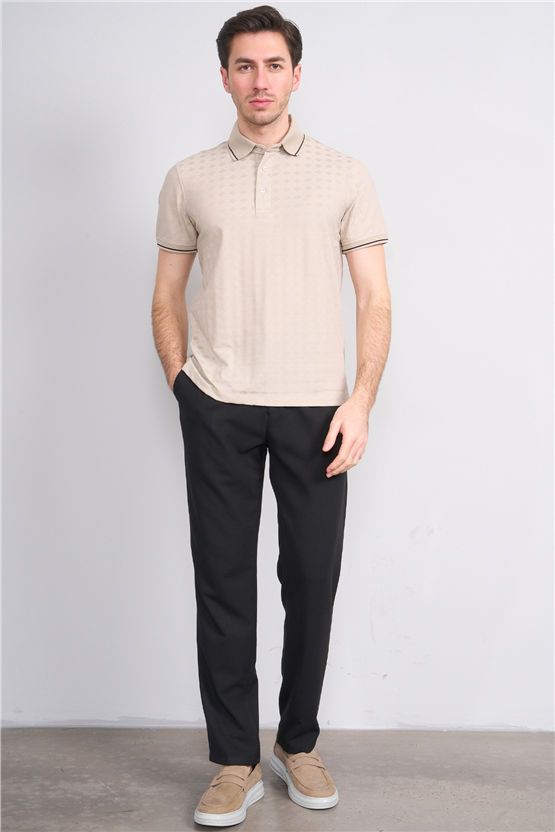 Çetinkaya Mentality 4559 Polo Yaka Regular Modelli T-shirt Taş