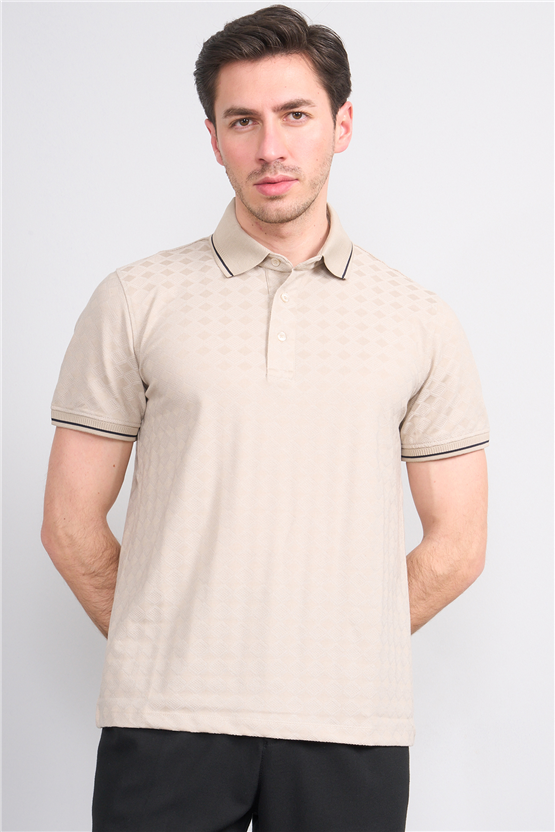 Çetinkaya Mentality 4559 Polo Yaka Regular Modelli T-shirt Taş