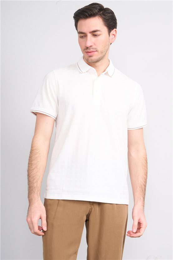 Çetinkaya Mentality 4559 Polo Yaka Regular Modelli T-shirt Beyaz