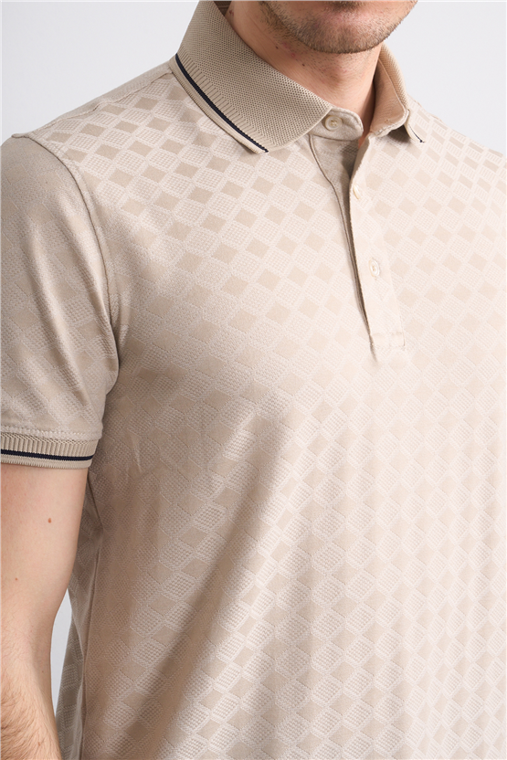 Çetinkaya Mentality 4559 Polo Yaka Regular Modelli T-shirt Taş