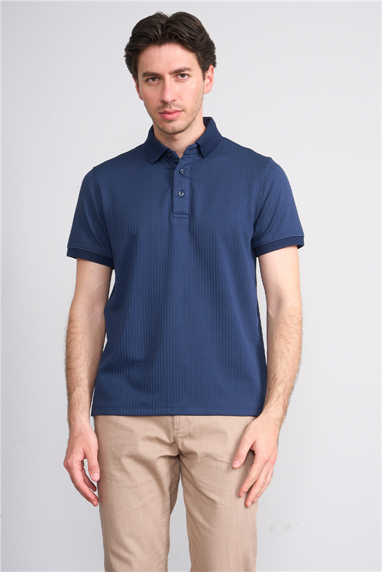 Çetinkaya Mentality 4561 Polo Yaka Regular Modelli T-shirt İndigo