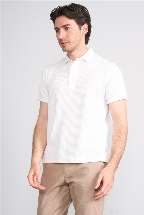 Çetinkaya Mentality 4561 Polo Yaka Regular Modelli T-shirt Beyaz