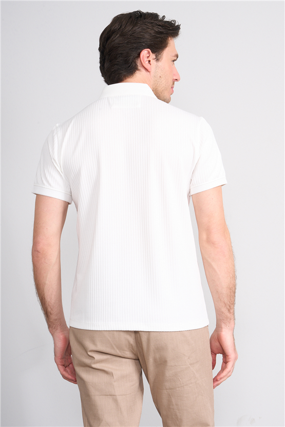 Çetinkaya Mentality 4561 Polo Yaka Regular Modelli T-shirt Beyaz