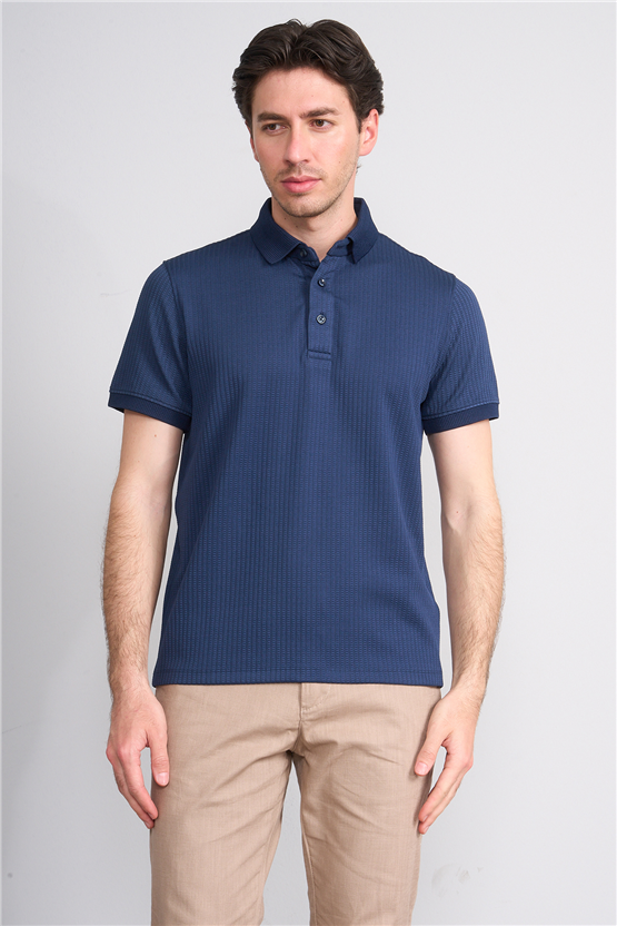 Çetinkaya Mentality 4561 Polo Yaka Regular Modelli T-shirt İndigo
