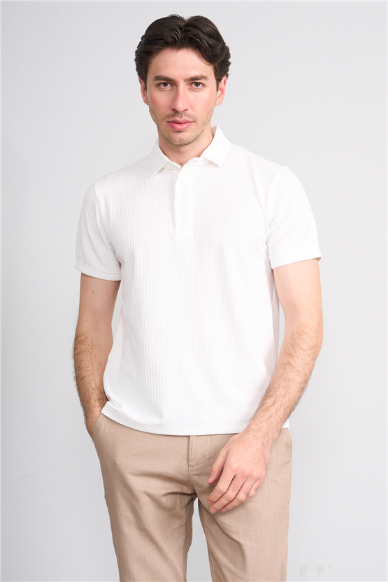 Çetinkaya Mentality 4561 Polo Yaka Regular Modelli T-shirt Beyaz