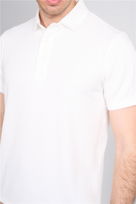 Çetinkaya Mentality 4561 Polo Yaka Regular Modelli T-shirt Beyaz