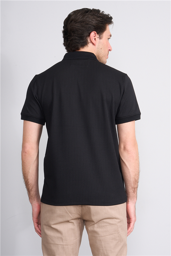 Çetinkaya Mentality 4561 Polo Yaka Regular Modelli T-shirt Siyah