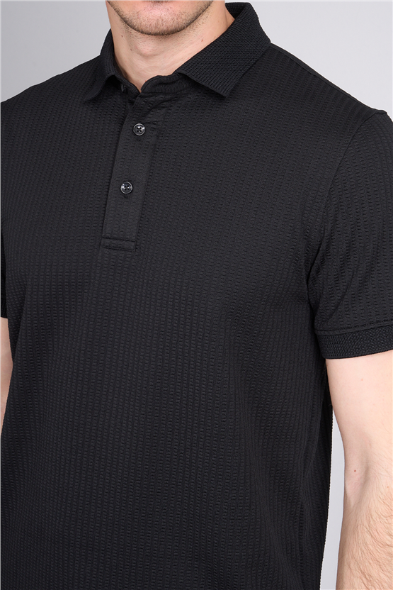 Çetinkaya Mentality 4561 Polo Yaka Regular Modelli T-shirt Siyah