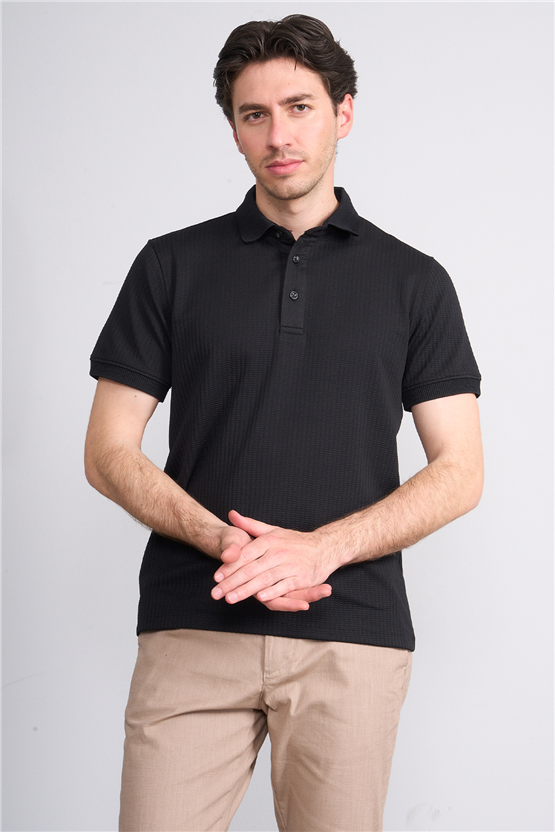 Çetinkaya Mentality 4561 Polo Yaka Regular Modelli T-shirt Siyah
