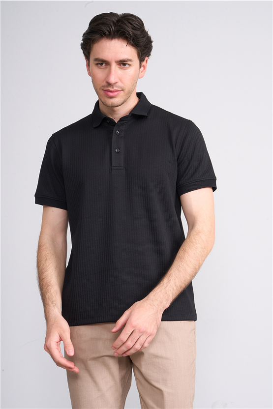 Çetinkaya Mentality 4561 Polo Yaka Regular Modelli T-shirt Siyah