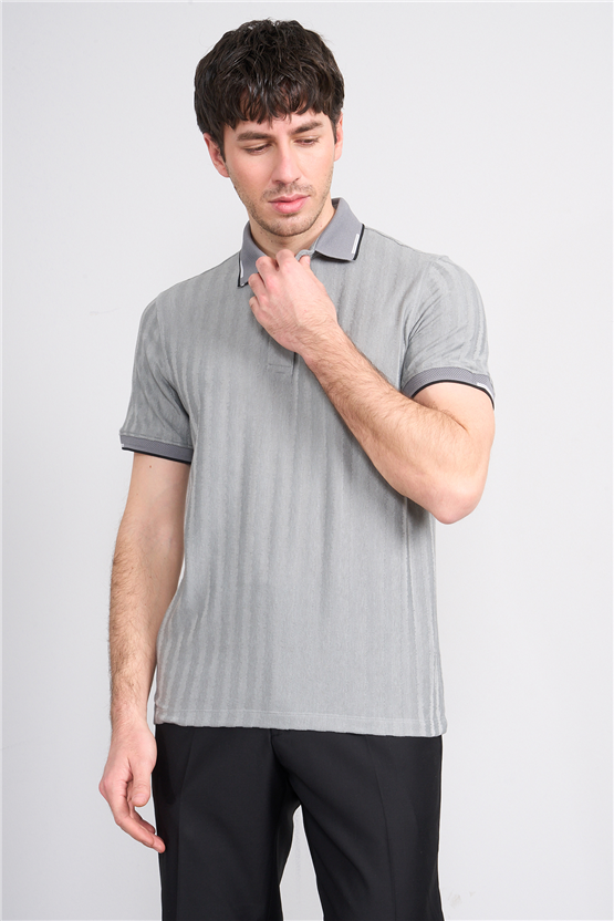 Çetinkaya Mentality 4562 Polo Yaka Regular Modelli T-shirt Gri