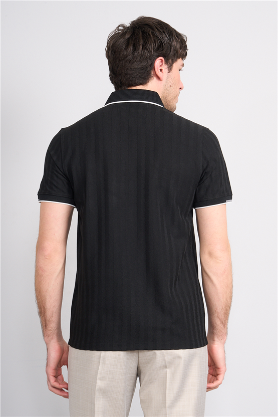 Çetinkaya Mentality 4562 Polo Yaka Regular Modelli T-shirt Siyah