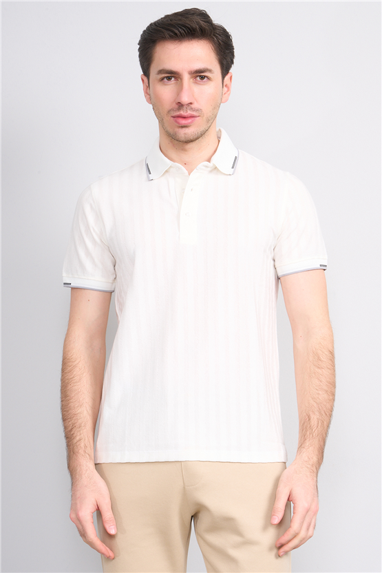 Çetinkaya Mentality 4562 Polo Yaka Regular Modelli T-shirt Beyaz
