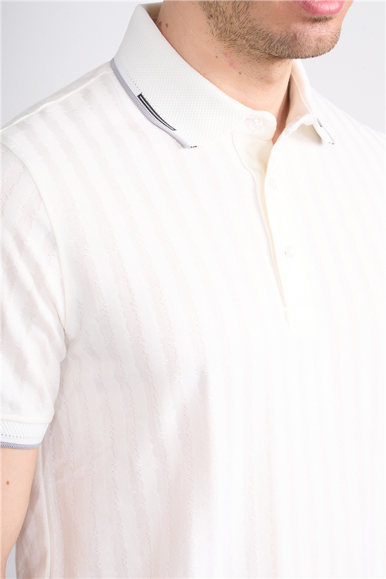 Çetinkaya Mentality 4562 Polo Yaka Regular Modelli T-shirt Beyaz