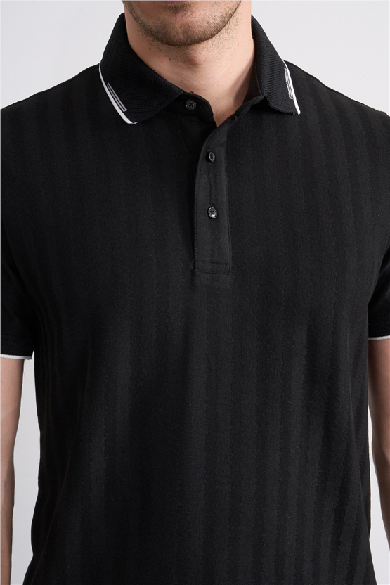 Çetinkaya Mentality 4562 Polo Yaka Regular Modelli T-shirt Siyah