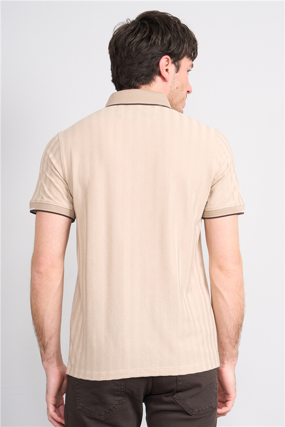 Çetinkaya Mentality 4562 Polo Yaka Regular Modelli T-shirt Taş