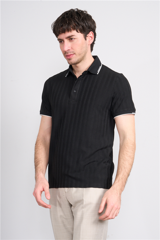 Çetinkaya Mentality 4562 Polo Yaka Regular Modelli T-shirt Siyah