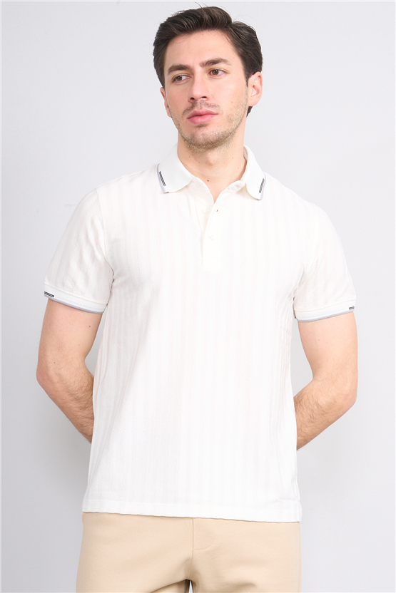 Çetinkaya Mentality 4562 Polo Yaka Regular Modelli T-shirt Beyaz