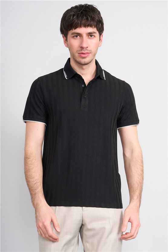 Çetinkaya Mentality 4562 Polo Yaka Regular Modelli T-shirt Siyah