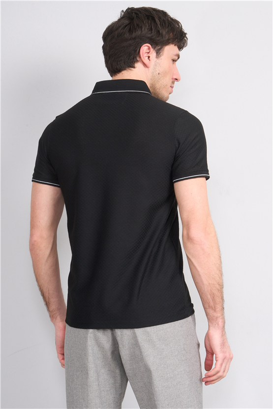 Çetinkaya Mentality 4563 Polo Yaka Regular Modelli T-shirt Siyah