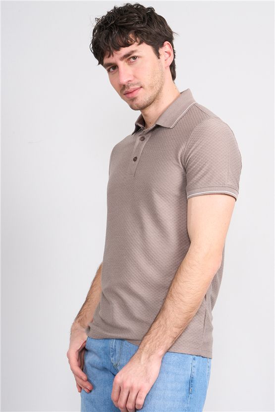 Çetinkaya Mentality 4563 Polo Yaka Regular Modelli T-shirt Vizon
