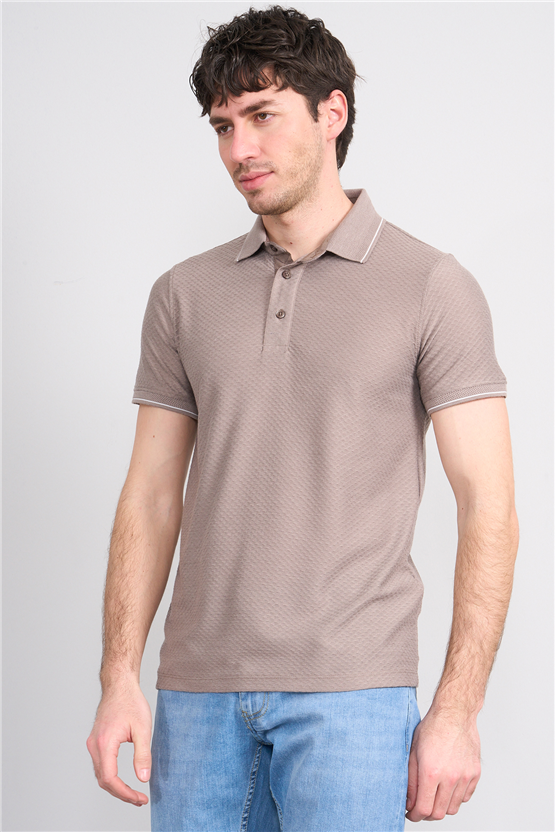 Çetinkaya Mentality 4563 Polo Yaka Regular Modelli T-shirt Vizon