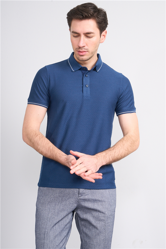 Çetinkaya Mentality 4563 Polo Yaka Regular Modelli T-shirt İndigo