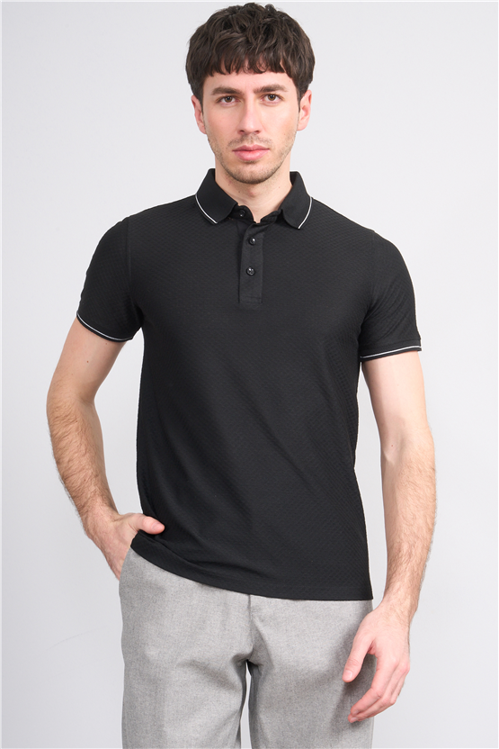 Çetinkaya Mentality 4563 Polo Yaka Regular Modelli T-shirt Siyah