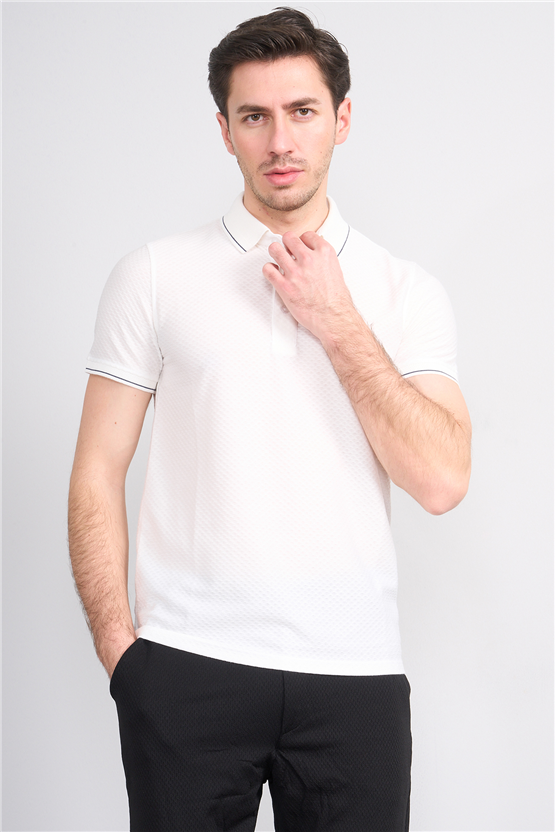 Çetinkaya Mentality 4563 Polo Yaka Regular Modelli T-shirt Beyaz