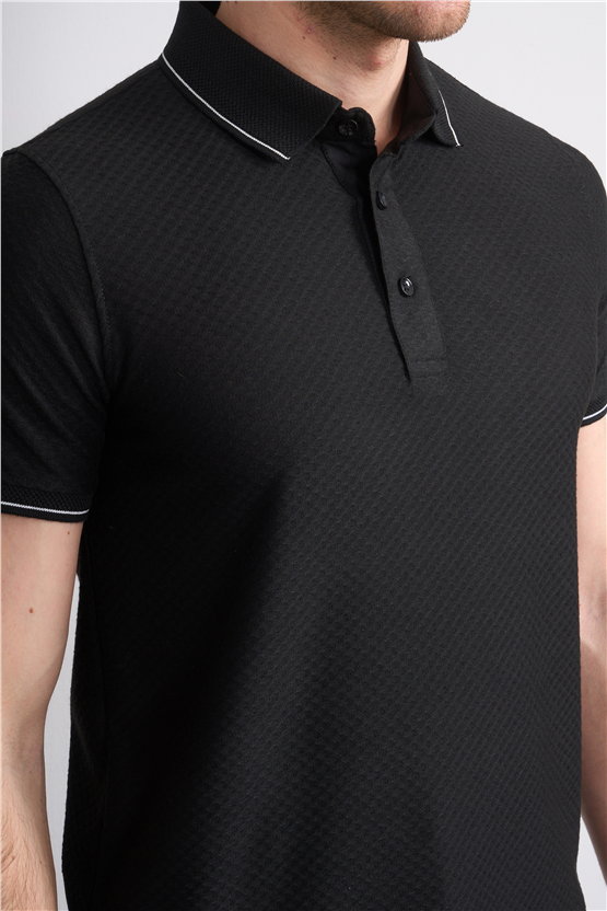 Çetinkaya Mentality 4563 Polo Yaka Regular Modelli T-shirt Siyah