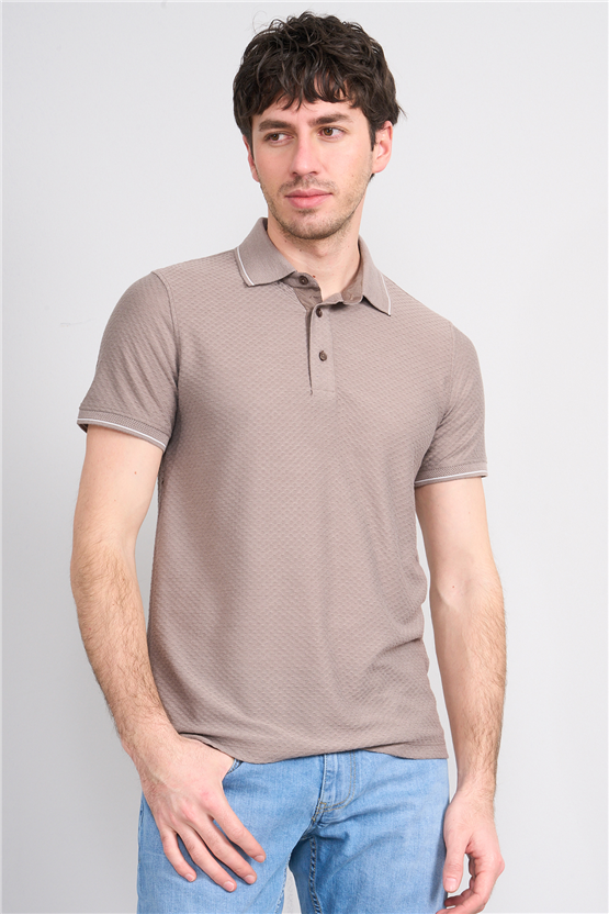 Çetinkaya Mentality 4563 Polo Yaka Regular Modelli T-shirt Vizon