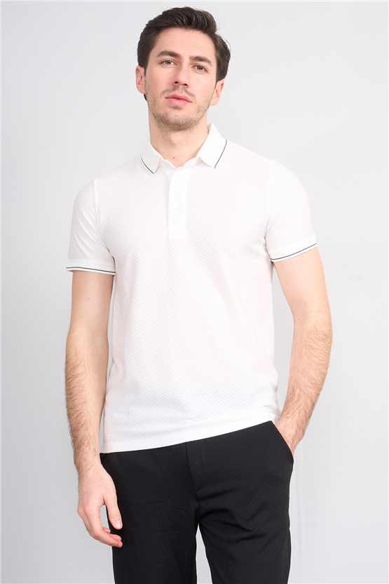 Çetinkaya Mentality 4563 Polo Yaka Regular Modelli T-shirt Beyaz