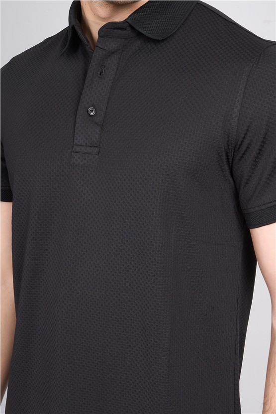 Çetinkaya Mentality 4565 Polo Yaka Regular Modelli T-shirt Siyah