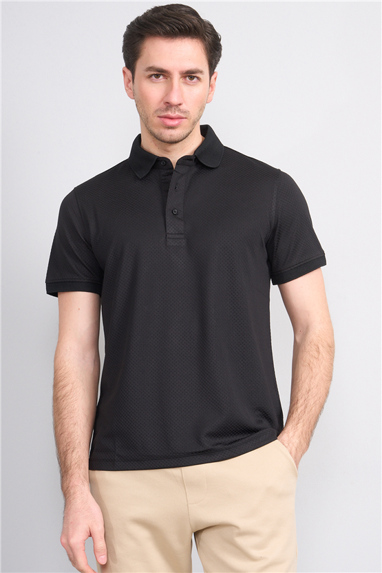 Çetinkaya Mentality 4565 Polo Yaka Regular Modelli T-shirt Siyah