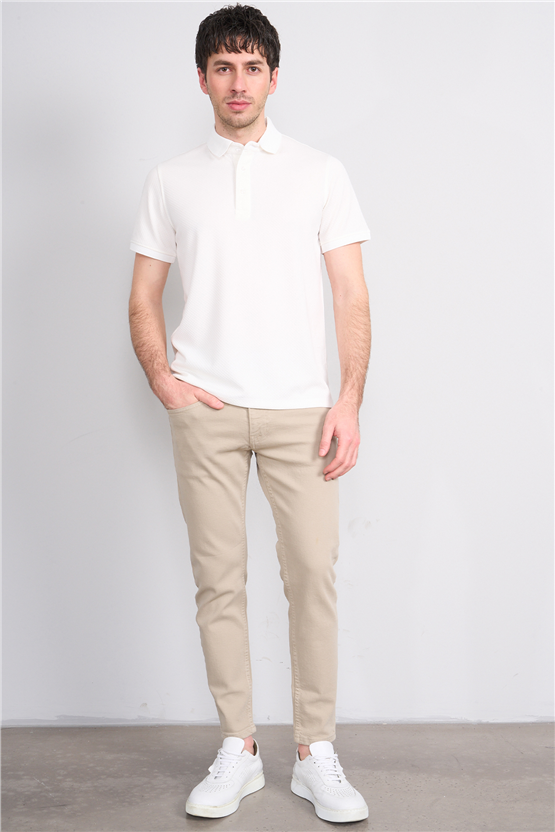 Çetinkaya Mentality 4565 Polo Yaka Regular Modelli T-shirt Beyaz