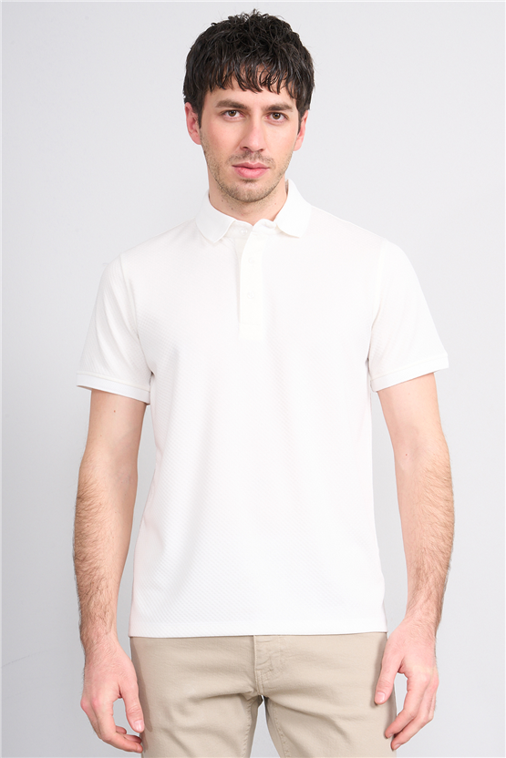 Çetinkaya Mentality 4565 Polo Yaka Regular Modelli T-shirt Beyaz