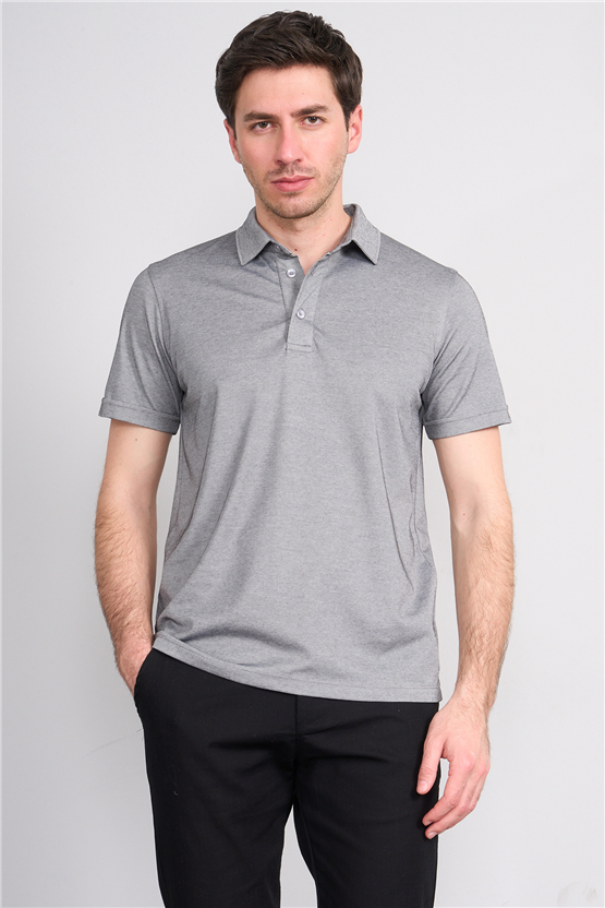 Çetinkaya Mentality 4567 Polo Yaka Regular Modelli T-shirt Siyah-Beyaz
